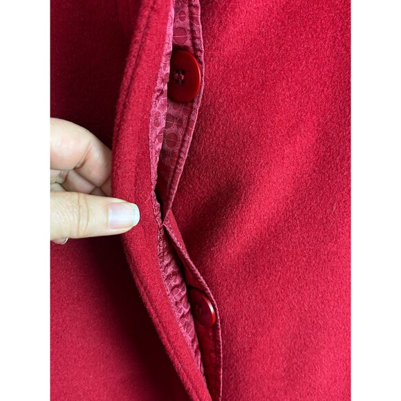 Perry Ellis Portfolio Womens Berry Red Classic Wool Dress Coat Overcoat  Size 4 - Picture 13 of 16
